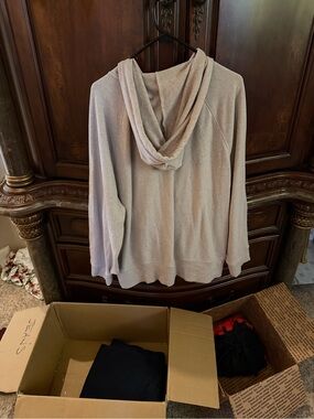 Victoria's Secret Hooded full zip Sweatshirt Light Taupe